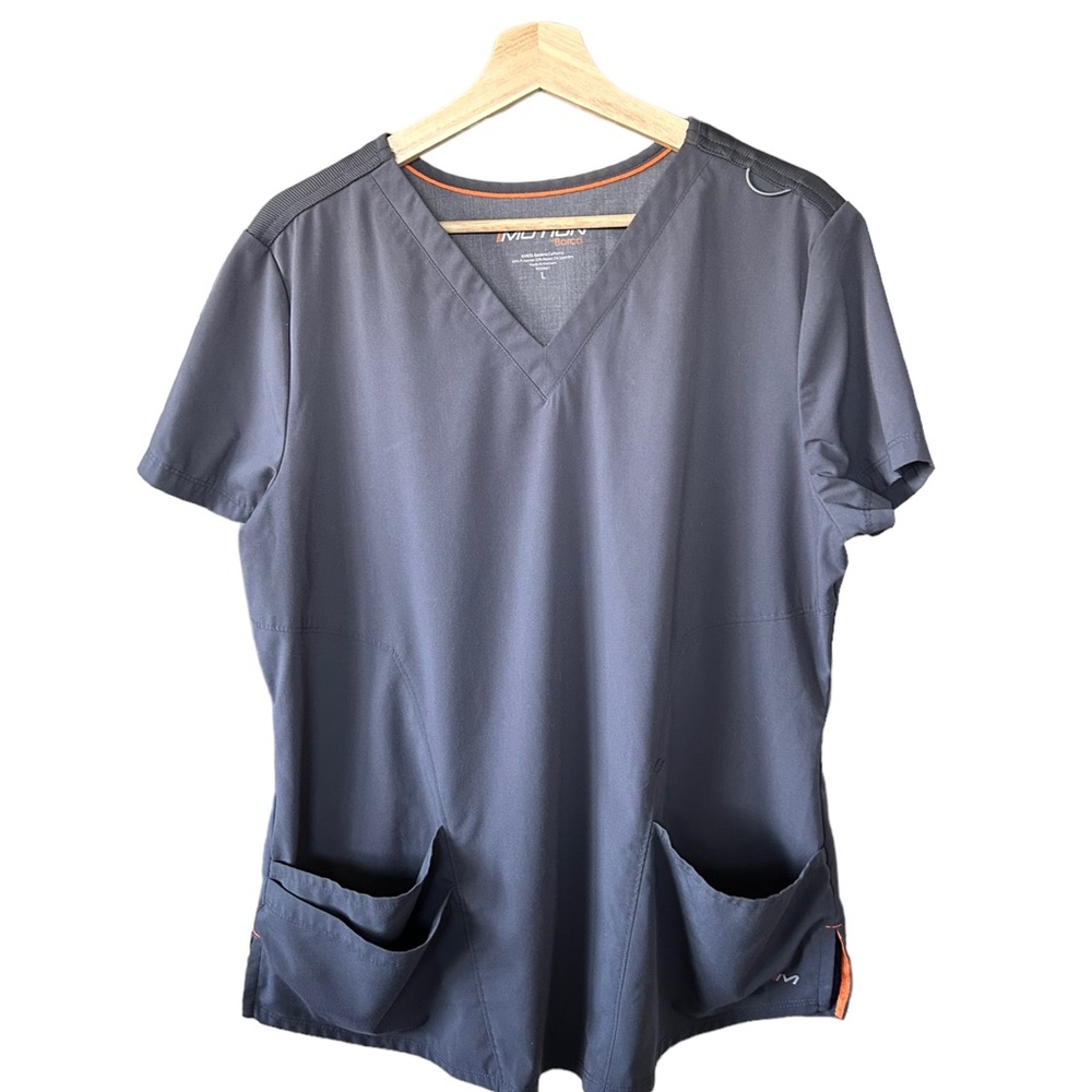 Motion by Barco Scrubs Top Womens Gray Knit Panel Medical Size Large
